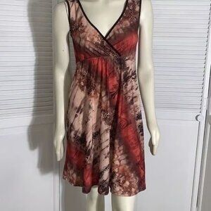 Vintage 90’s Boho Dream Dance Tie Dye Paisley Multi Print Spandex Dress Size XS